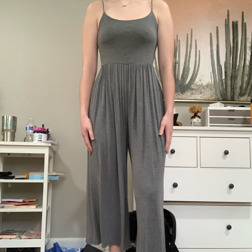 Gray Cropped Jumpsuit